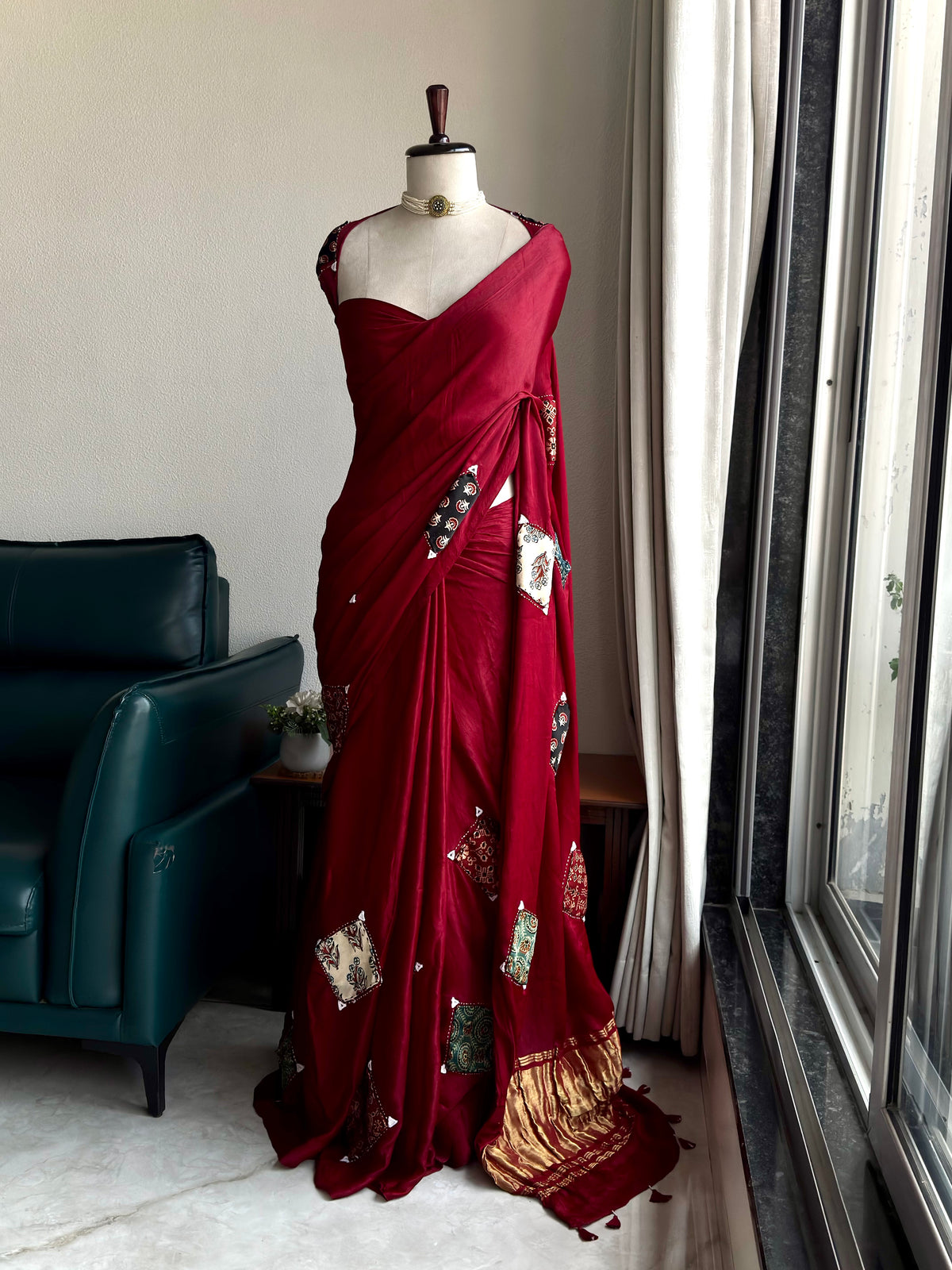 Pure Gajji Silk With Handsticth Butta