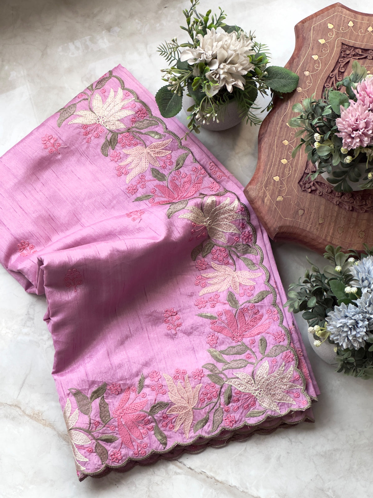 Pure Tussar Silk Saree With Embroidery
