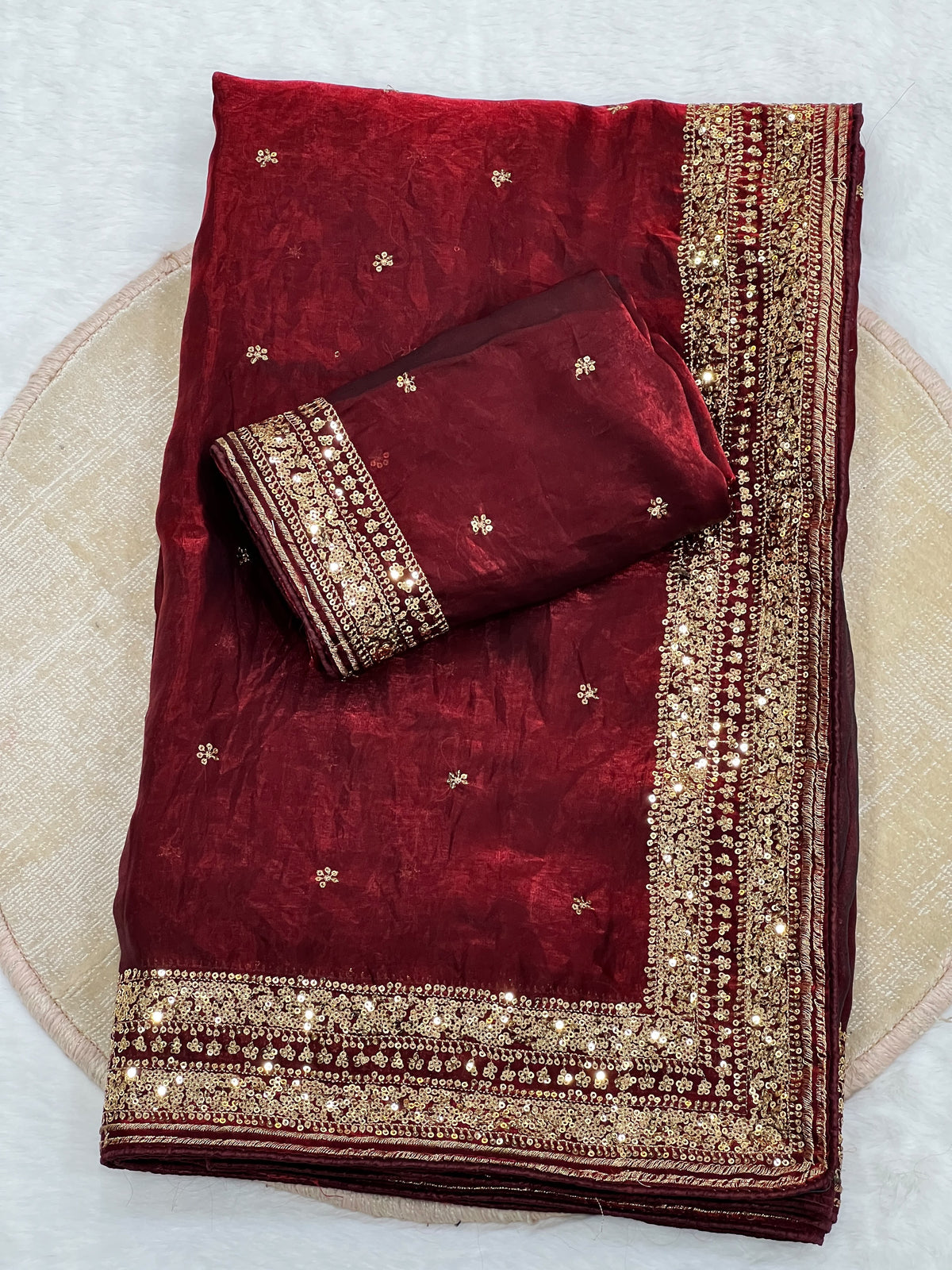 Soft Silk Saree With Sequence Work