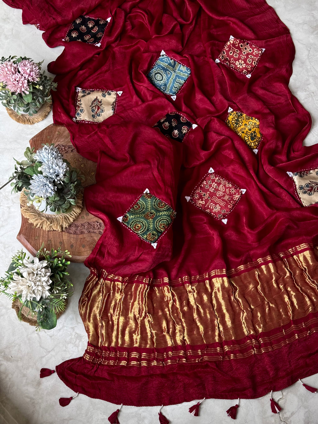 Pure Gajji Silk With Handsticth Butta