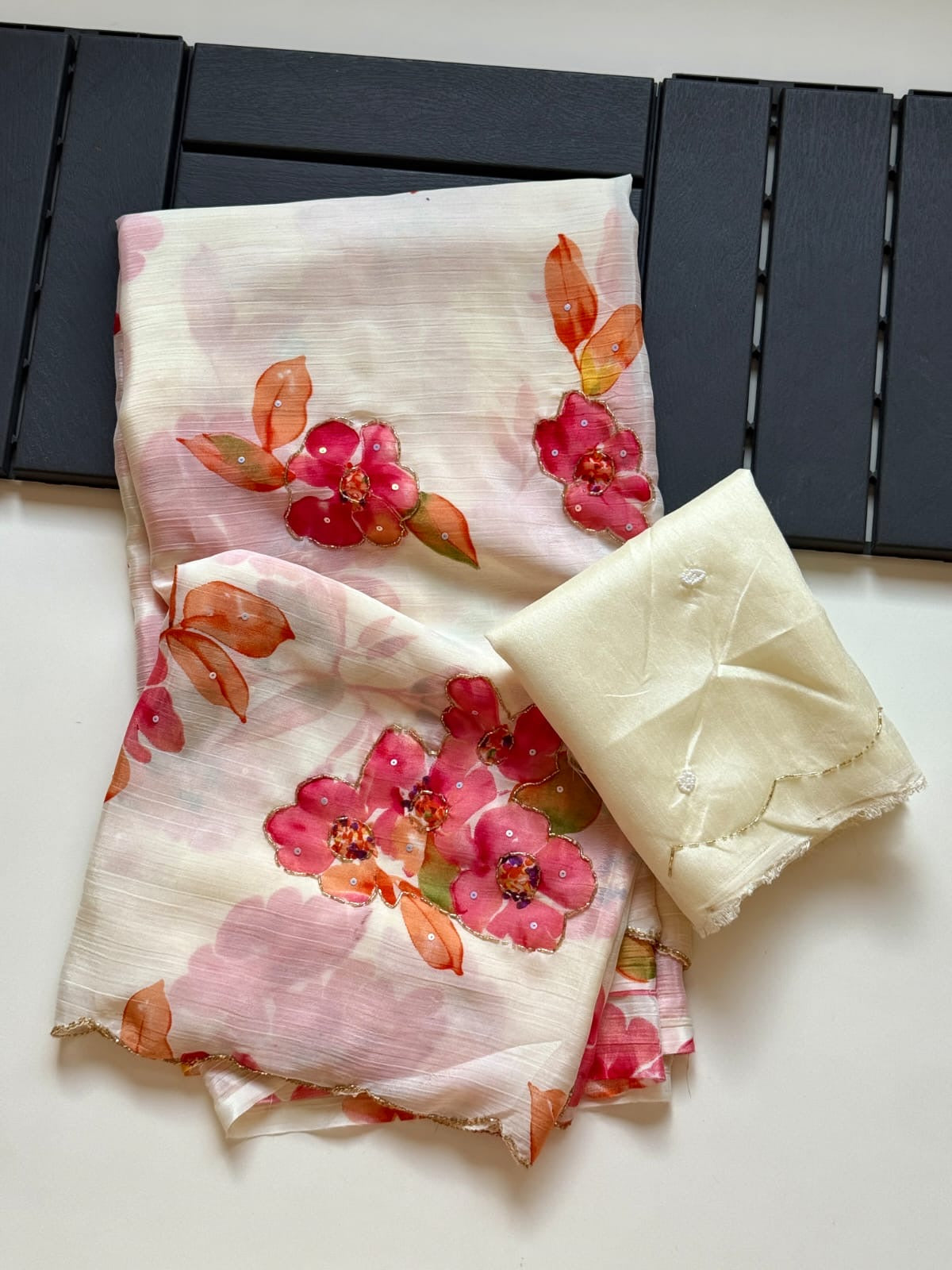 Pure Chinnon Handwork Saree
