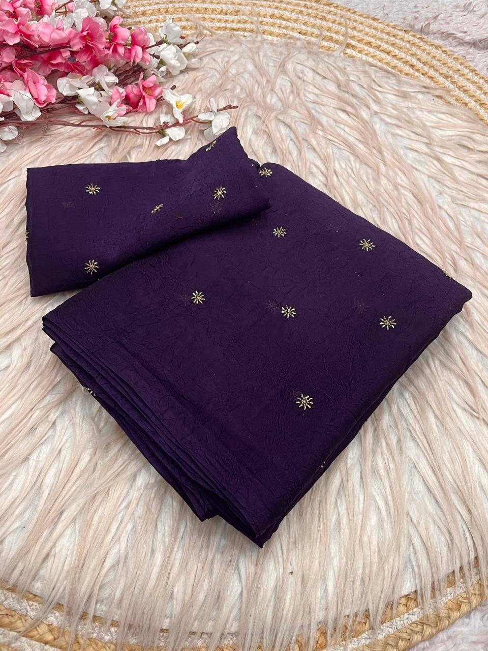 Pure Crush Saree With Sequence