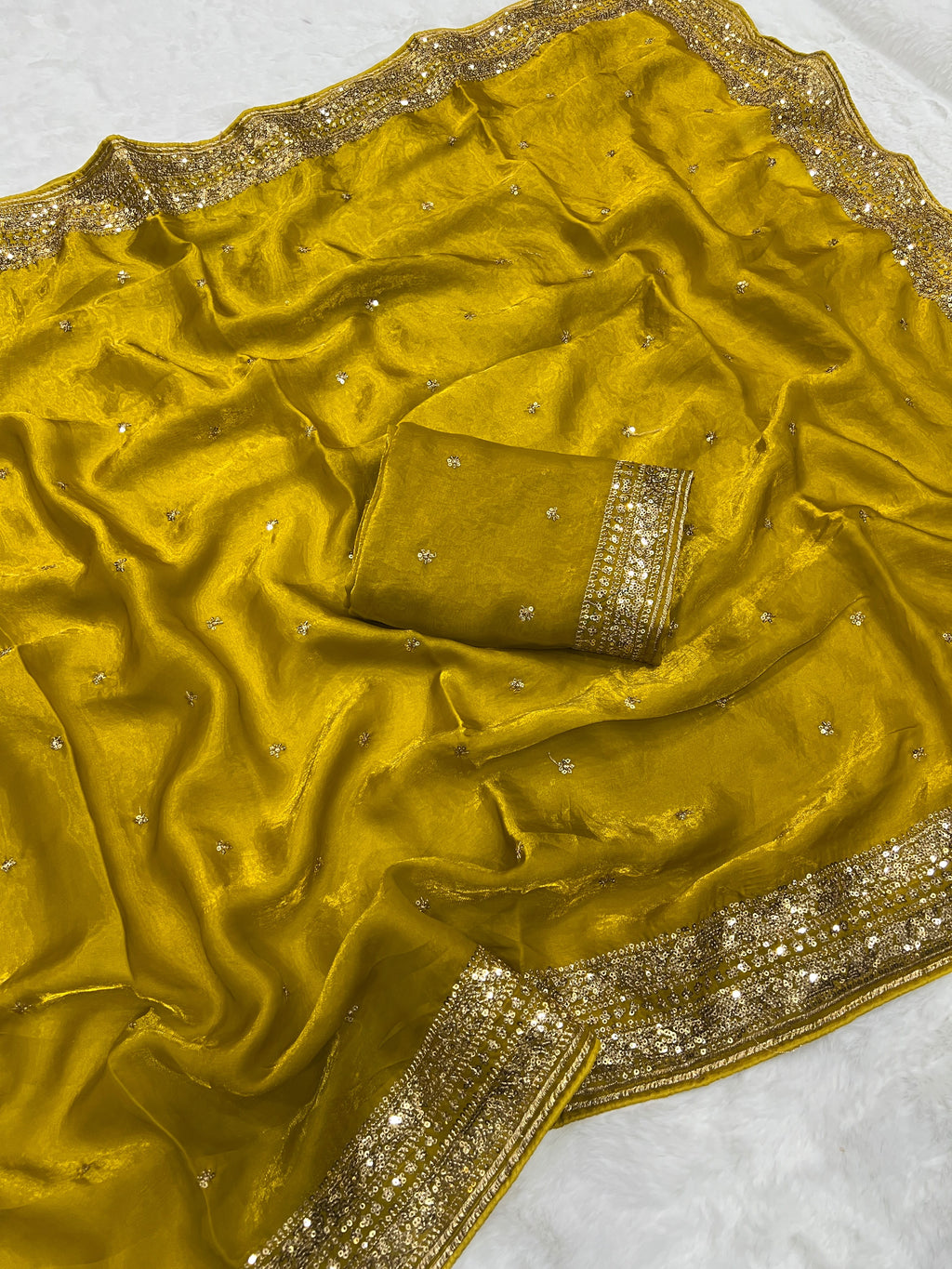 Soft Silk Saree With Sequence Work