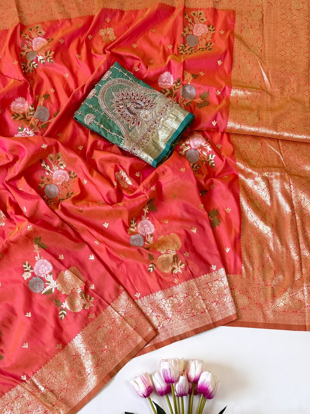 Pure Soft Silk Floral Weaving Saree