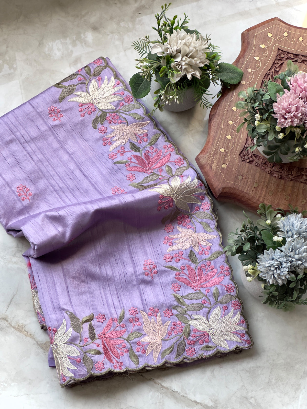 Pure Tussar Silk Saree With Embroidery