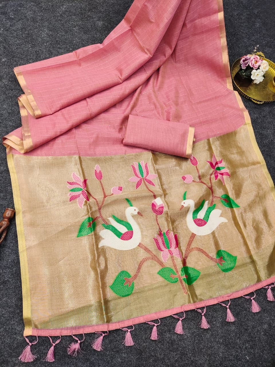 Swan Paithani Tissue Silk Saree with Zari
