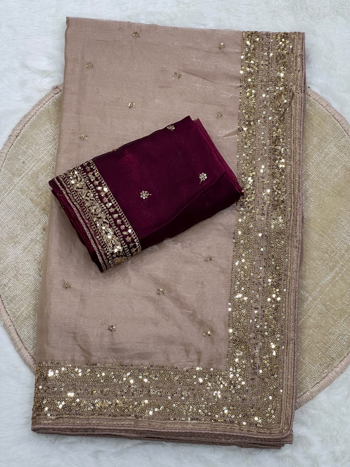 Soft Silk Saree With Sequence Work