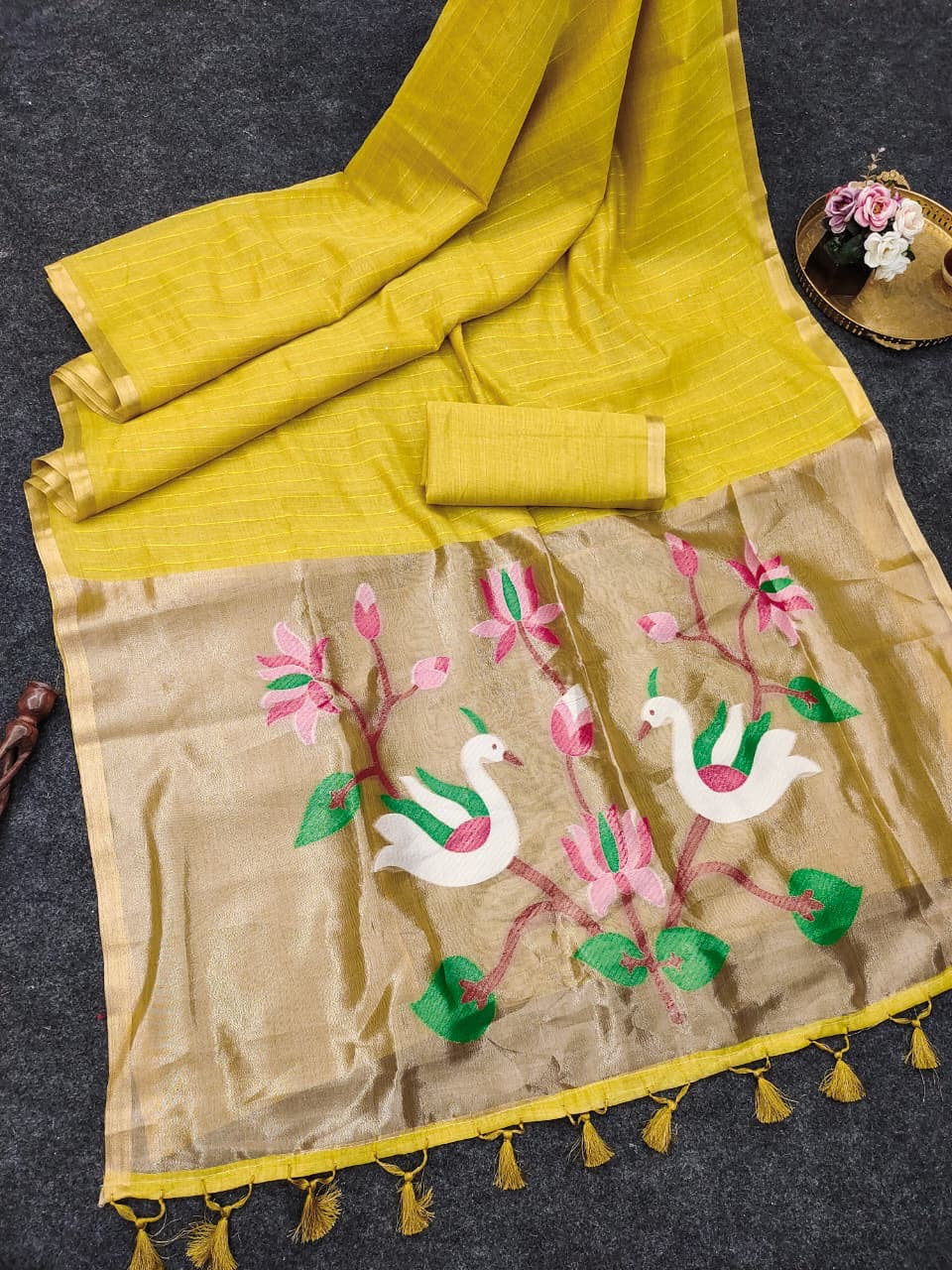 Swan Paithani Tissue Silk Saree with Zari