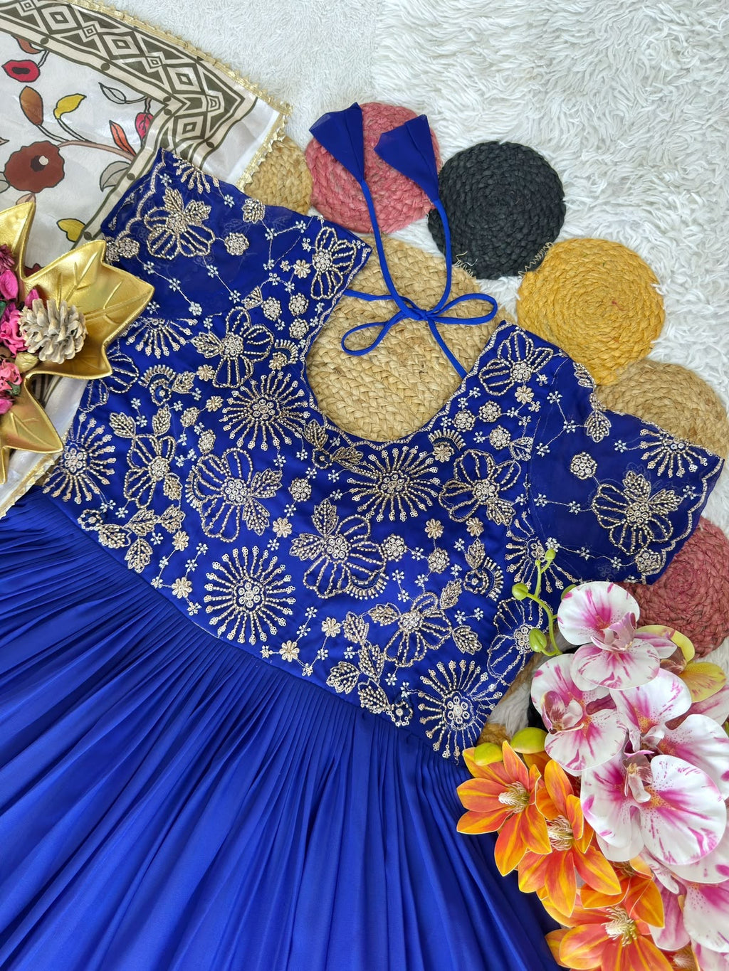Orange Kalamkari Dupptta Gown