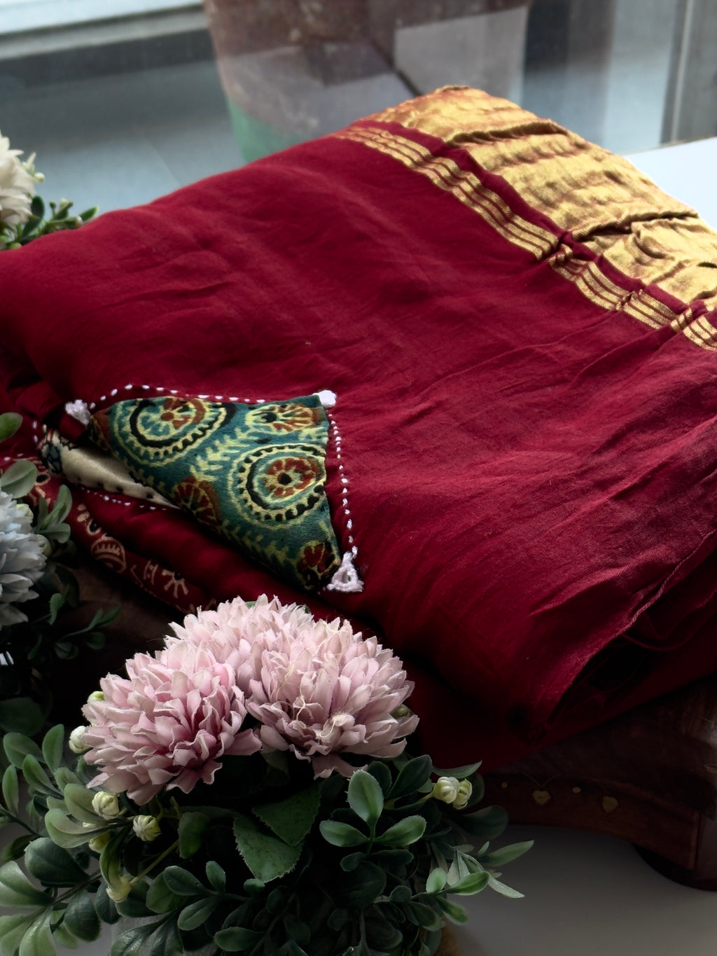 Pure Gajji Silk With Handsticth Butta