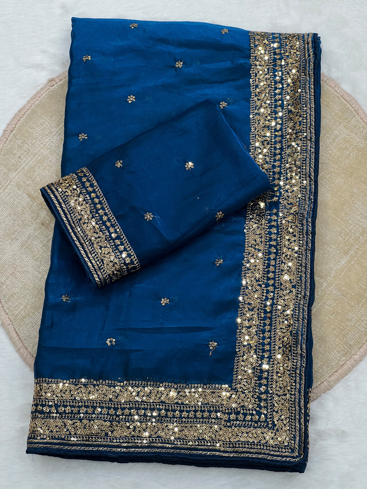 Soft Silk Saree With Sequence Work