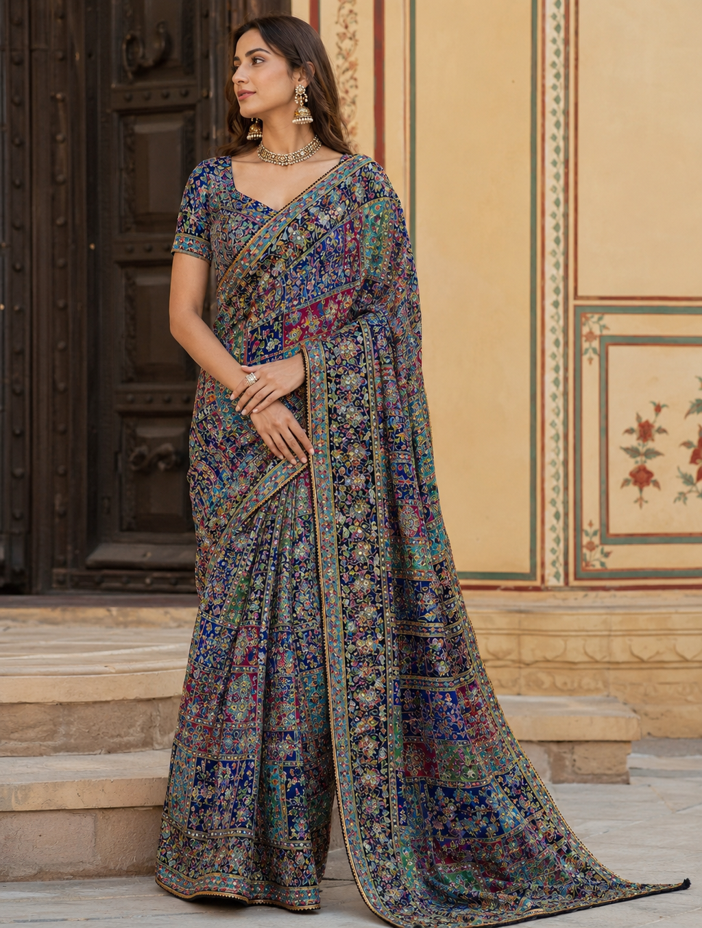 Pure Viscose Saree With Designer Sticthed Blouse