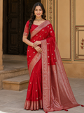 Premium Banarasi Pattu saree with moon weaving design