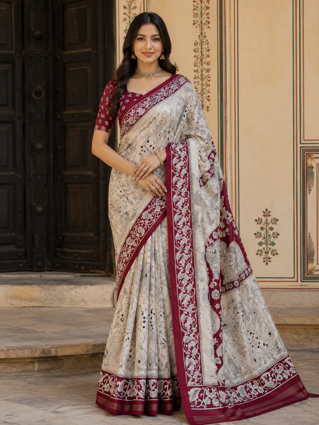 Beautiful MarshMellow Saree With blouse