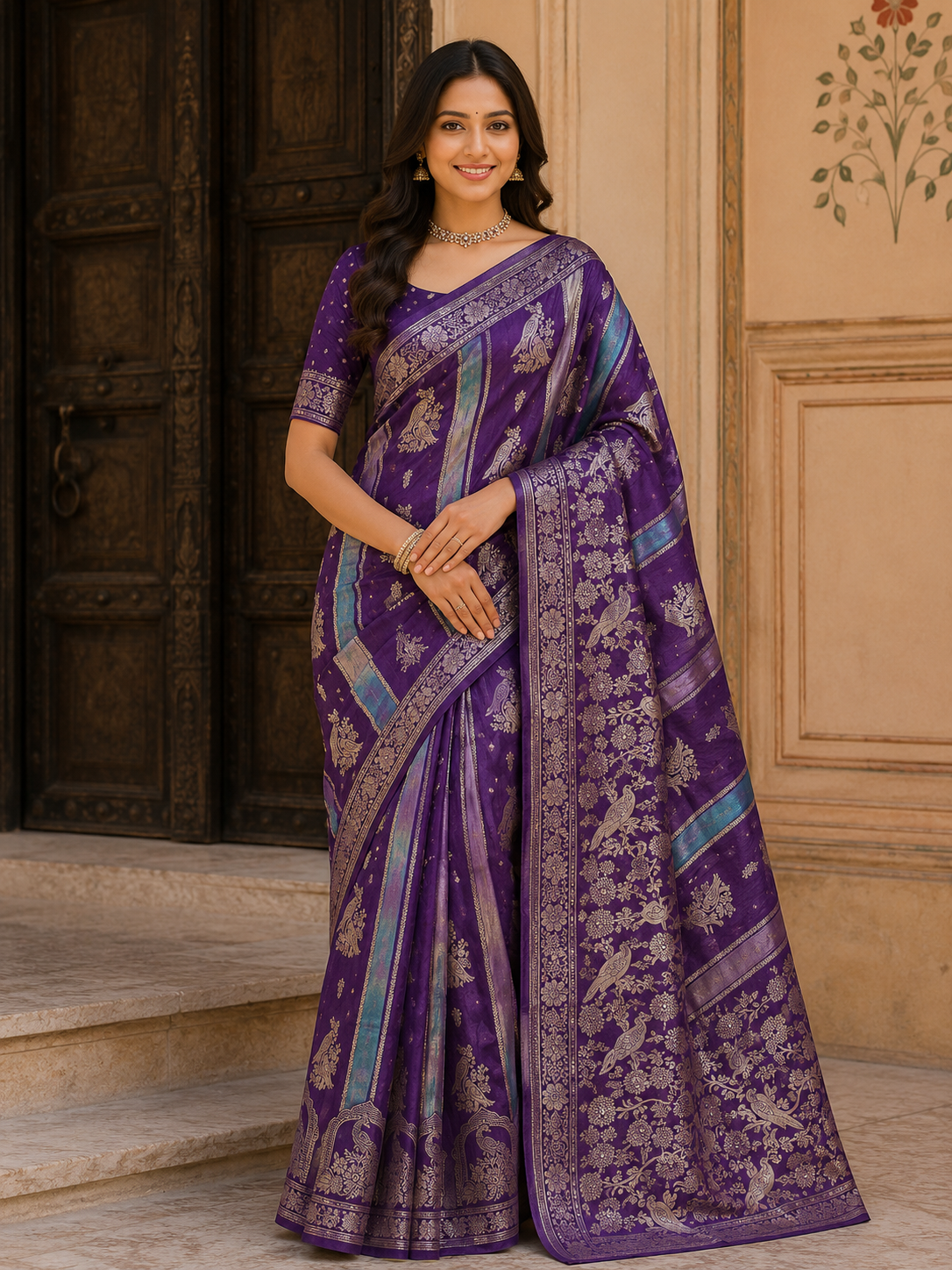 Rich khadi Crepe Multi Colour-tissue patta Paithani silk saree