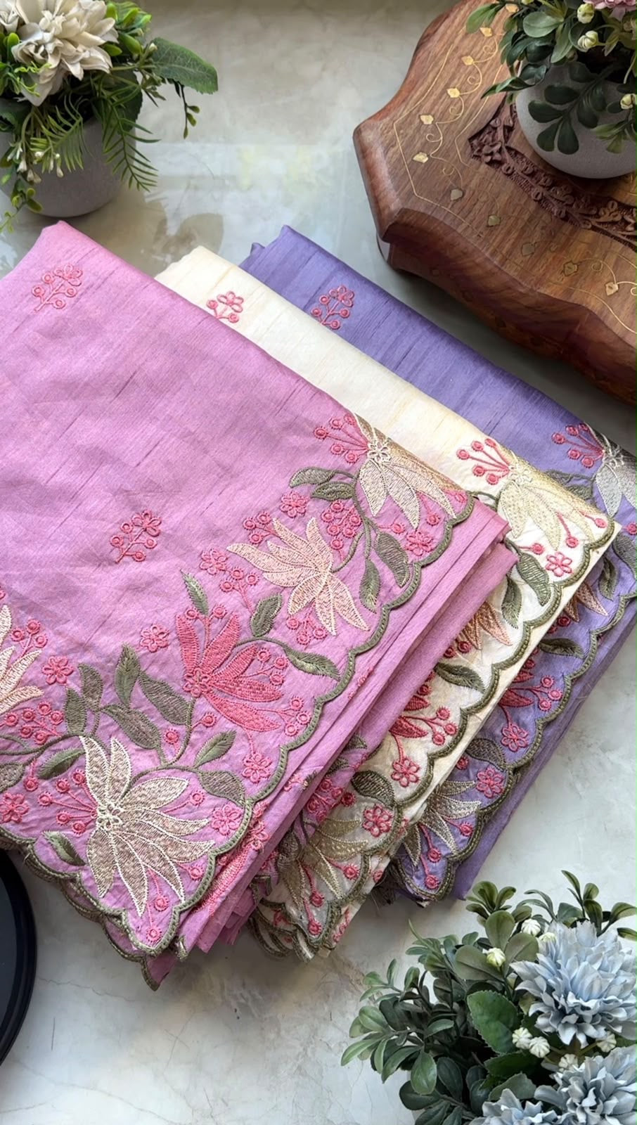 Pure Tussar Silk Saree With Embroidery