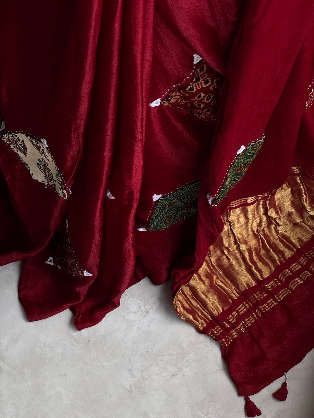 Pure Gajji Silk With Handsticth Butta