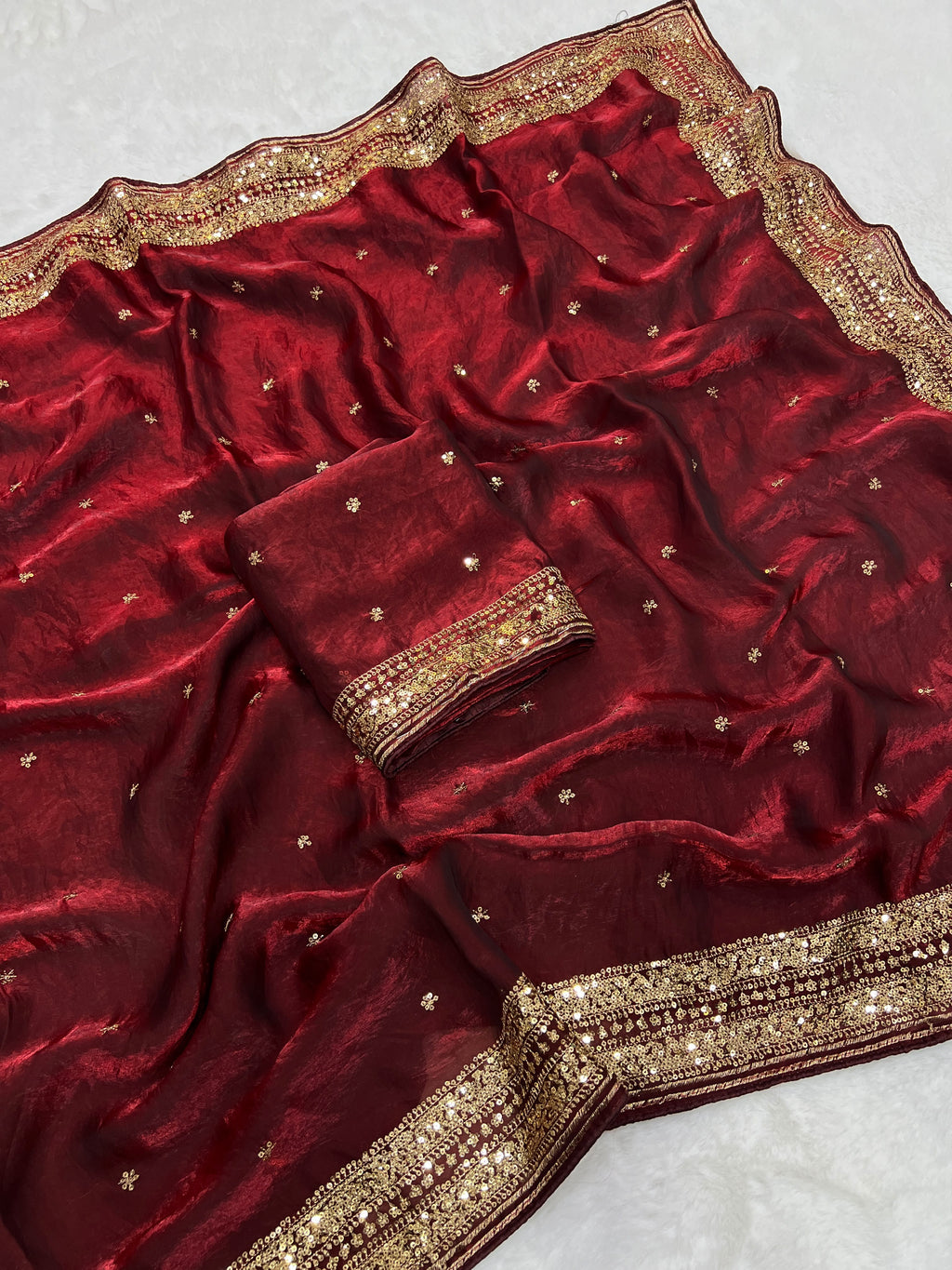 Soft Silk Saree With Sequence Work