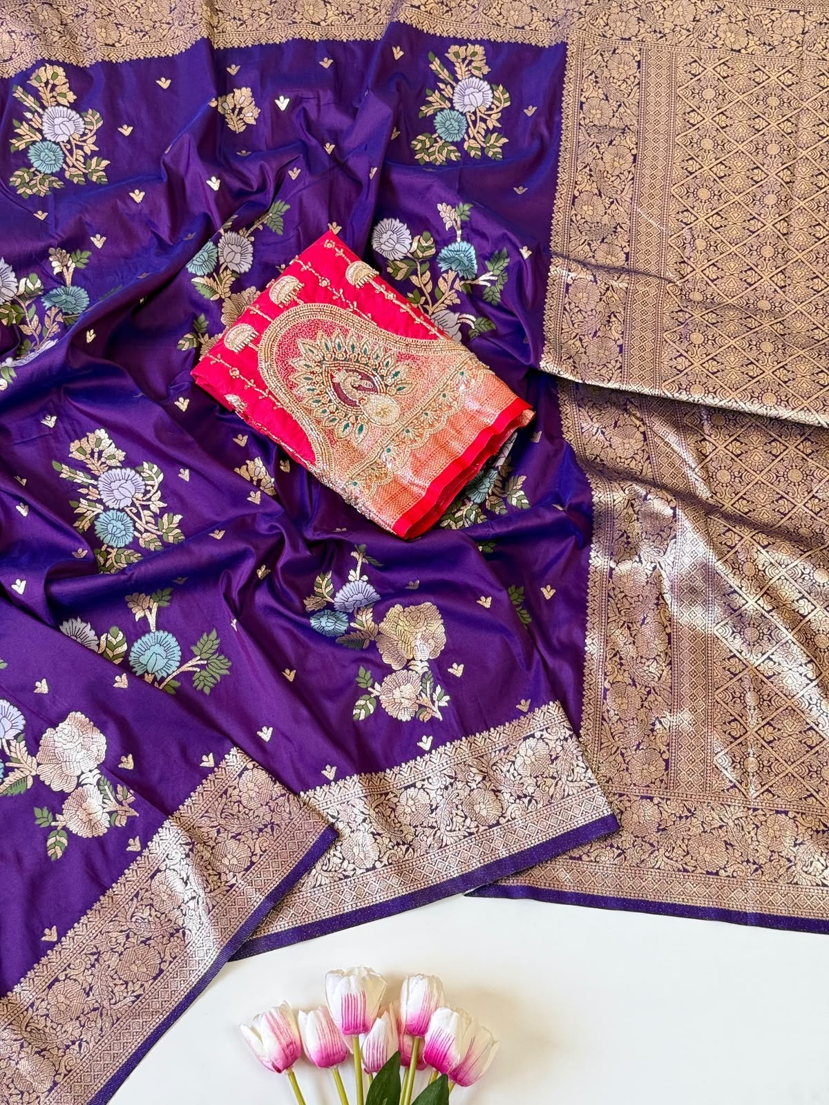 Pure Soft Silk Floral Weaving Saree
