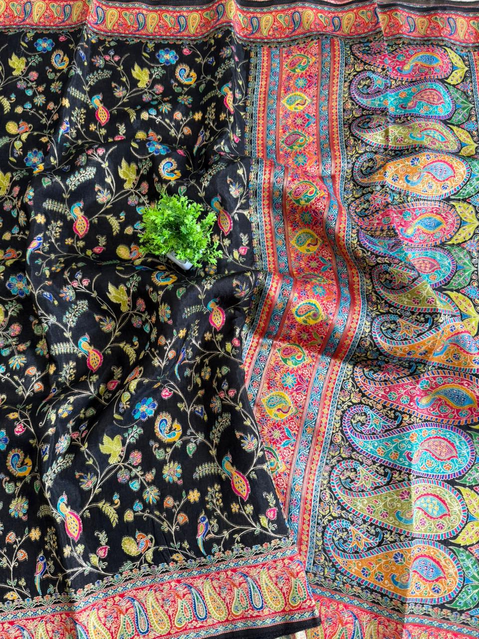 Pure Viscose Russain Silk Pashmina Position Printed saree
