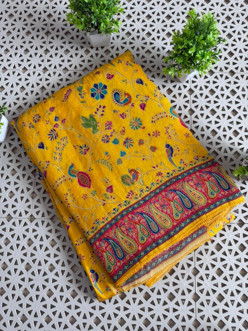 Pure Viscose Russain Silk Pashmina Position Printed saree
