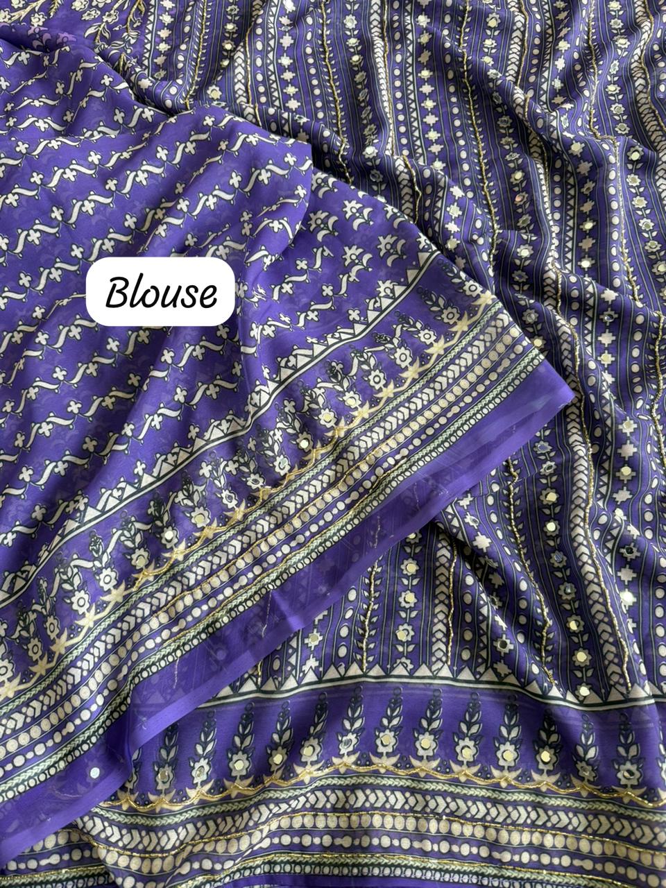 Soft Fox Georgette Beautiful katdana and real mirror work Blouse