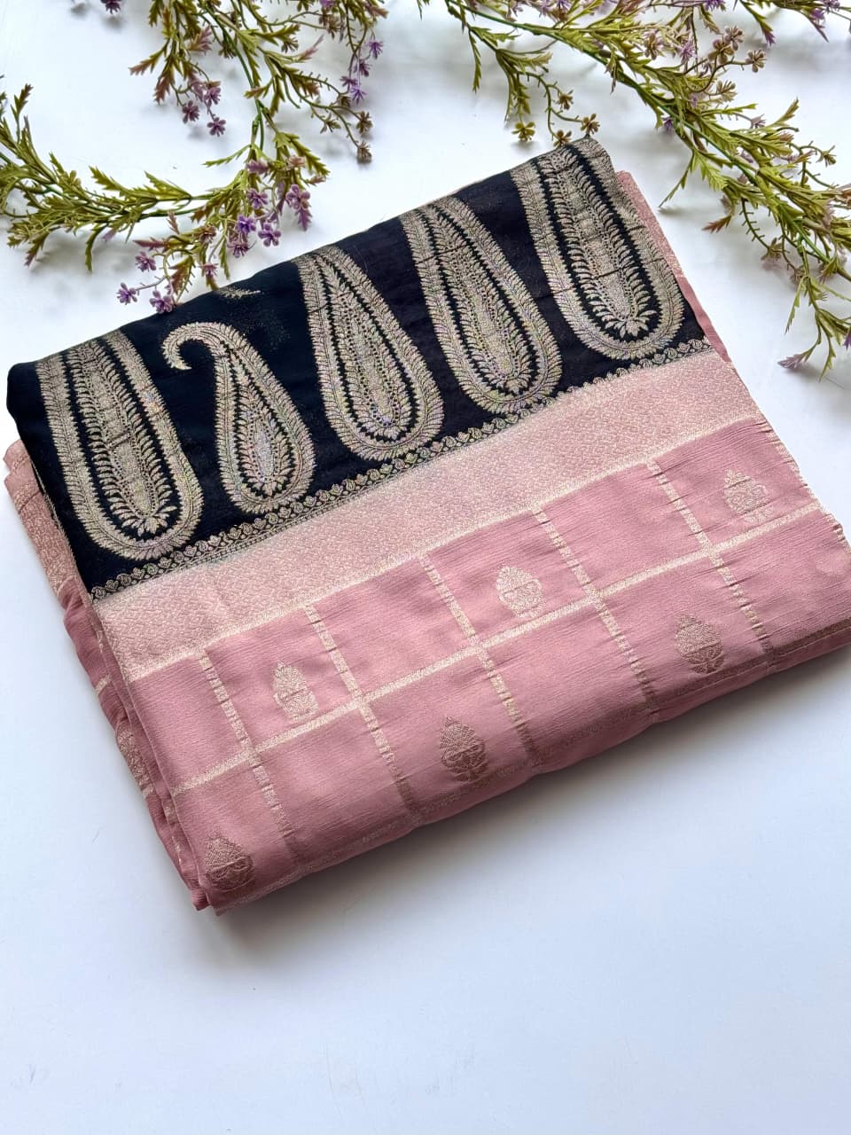 Beautiful Kalamkari printed pure linen saree with blouse