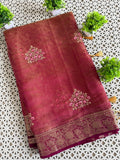 Pure Fancy Fabric TwoTone shade Saree With Self Weaving Design