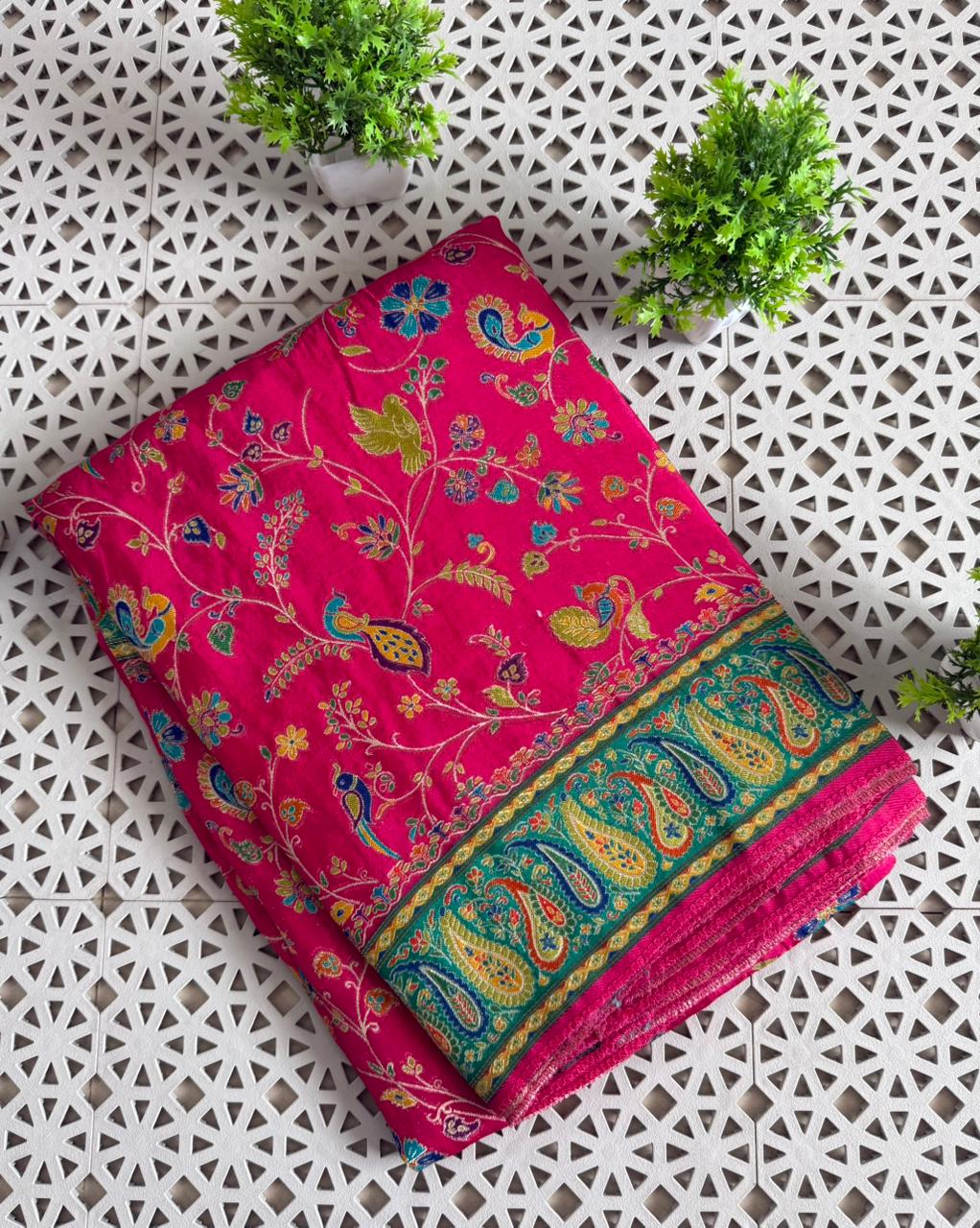 Pure Viscose Russain Silk Pashmina Position Printed saree
