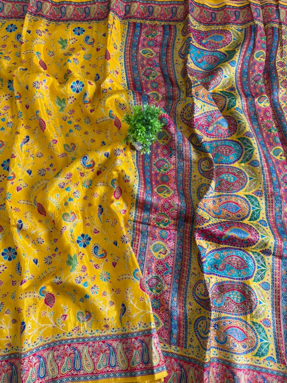 Pure Viscose Russain Silk Pashmina Position Printed saree