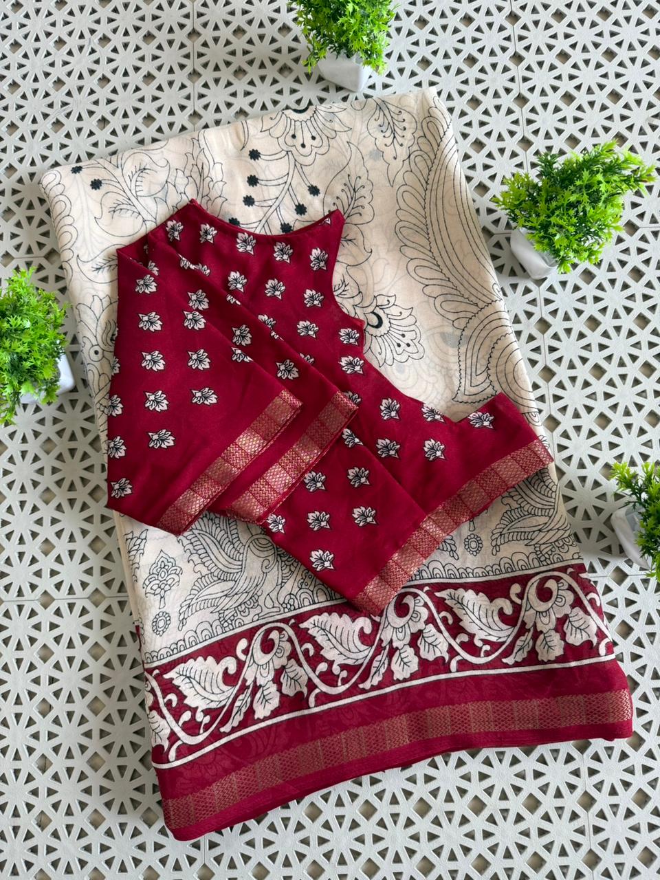 Beautiful MarshMellow Saree With blouse
