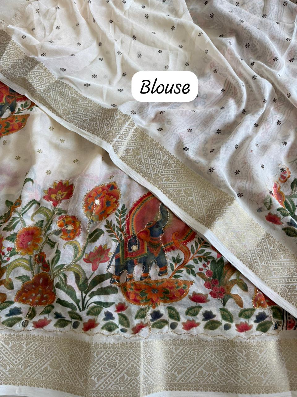 Pure Marsh Mellow silk saree with Unique printed Sarees