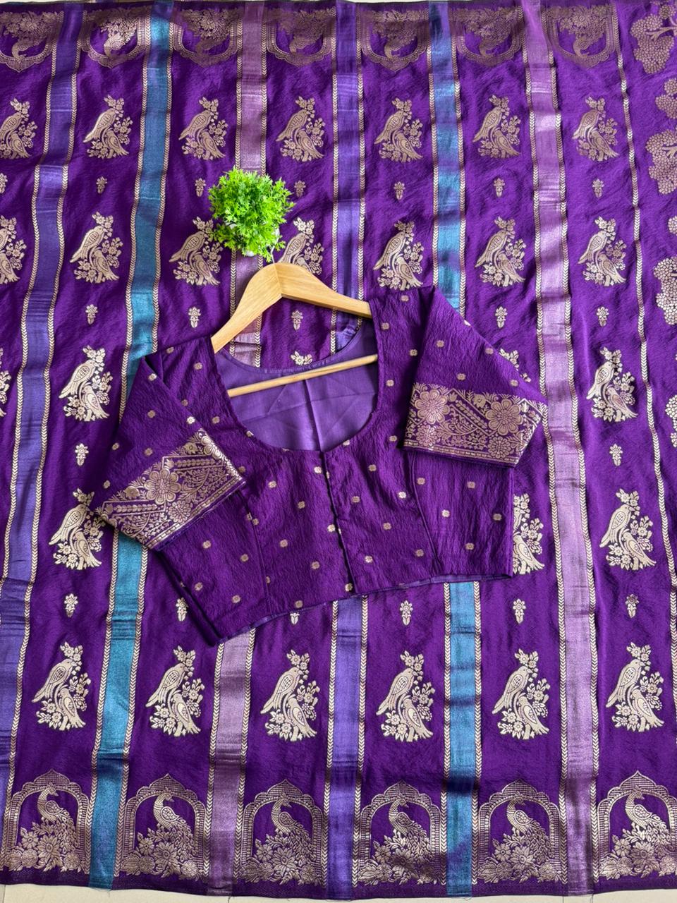 Rich khadi Crepe Multi Colour-tissue patta Paithani silk saree
