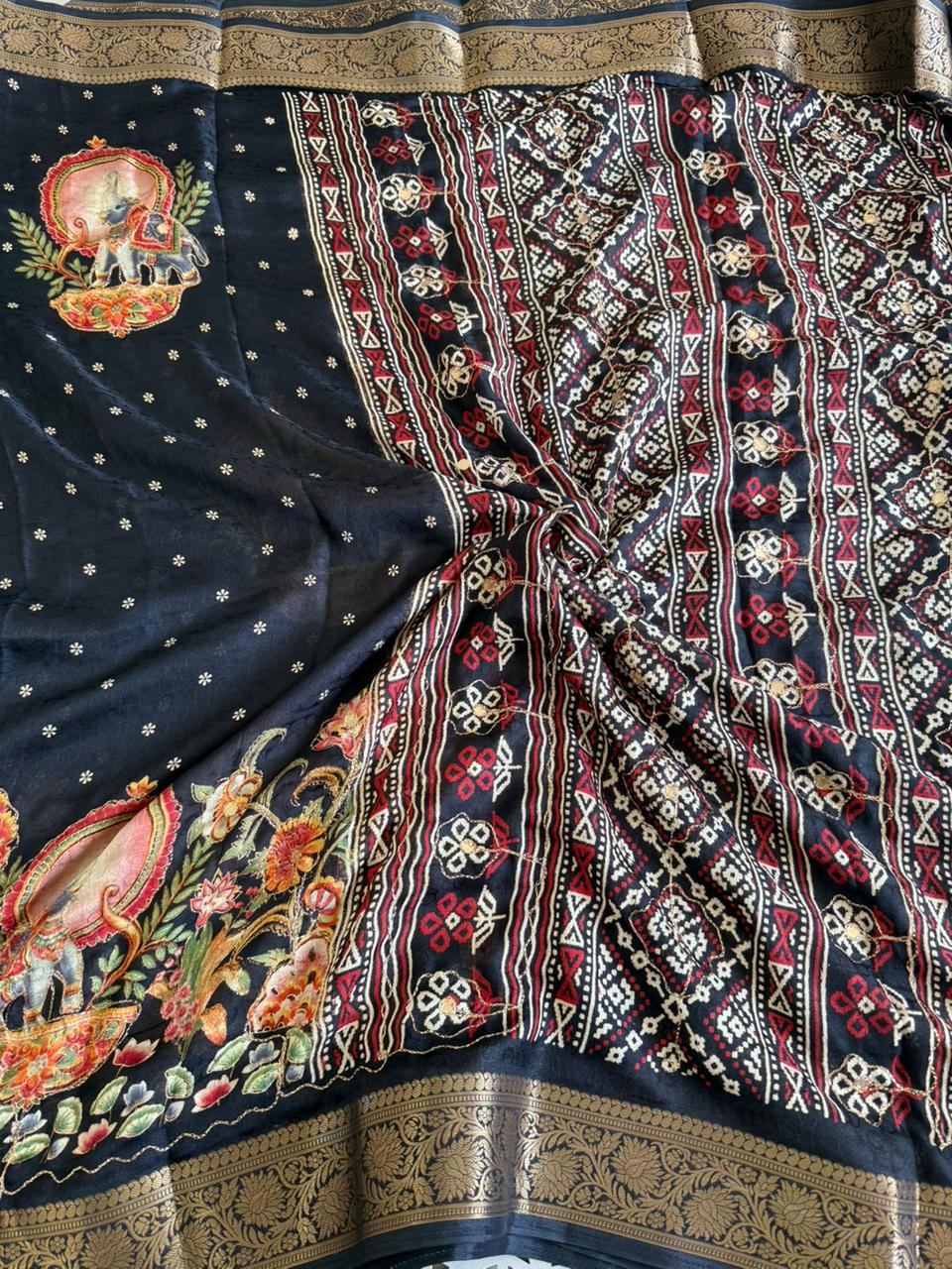 Pure Marsh Mellow silk saree with Unique printed Sarees
