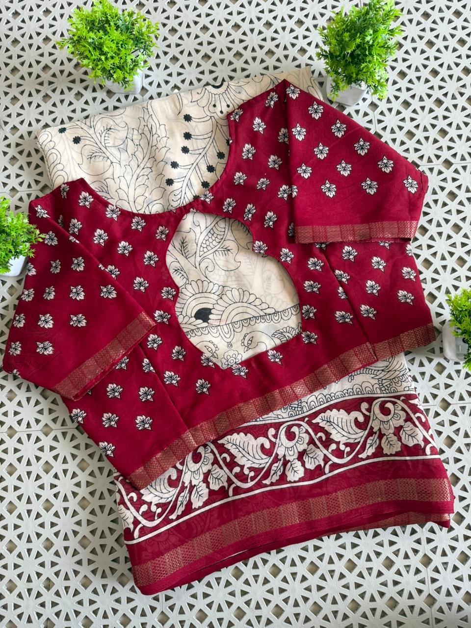 Beautiful MarshMellow Saree With blouse