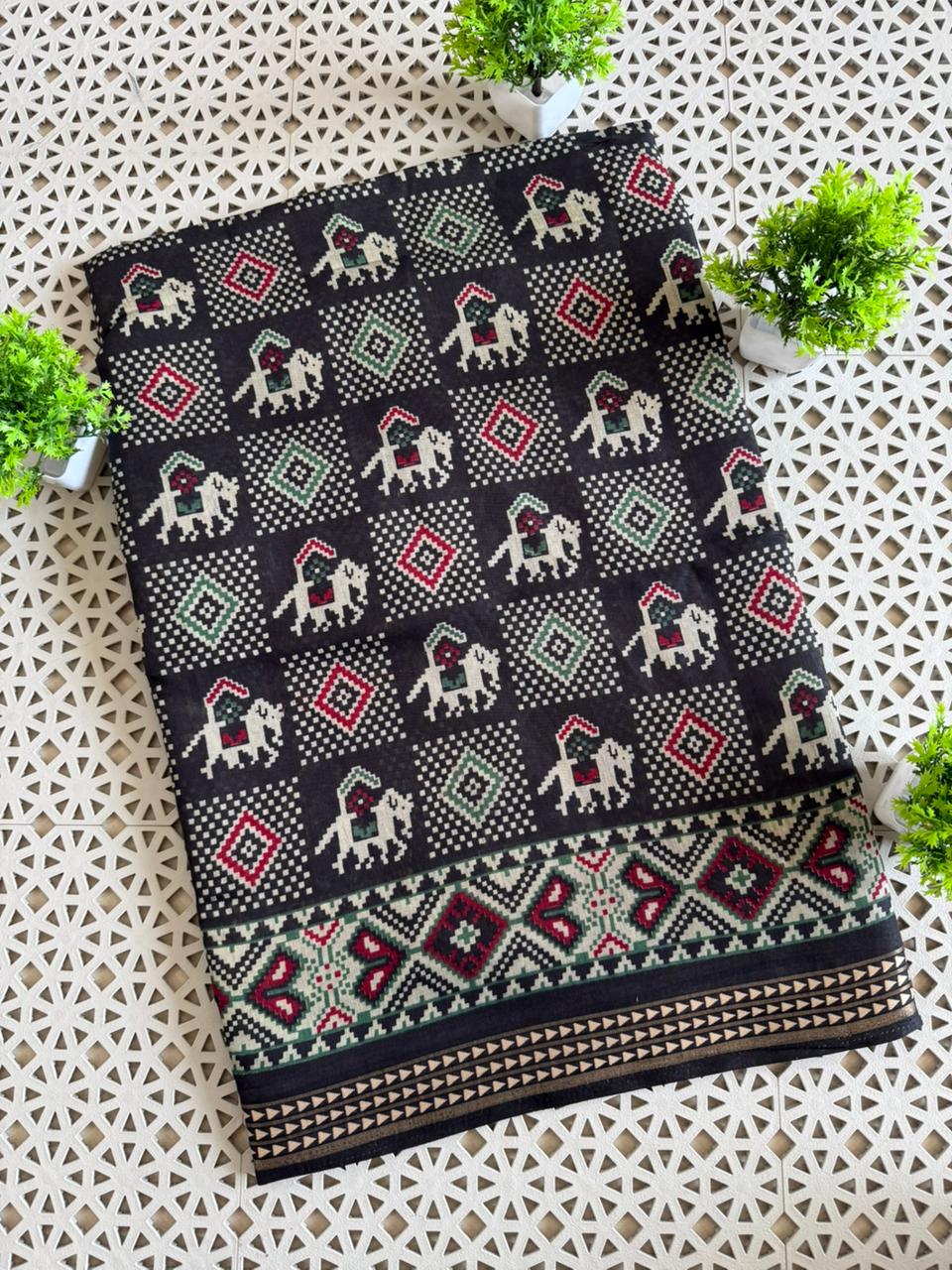 Soft Mul Cotton with Kalamkari pallu & Zari Weaving border
