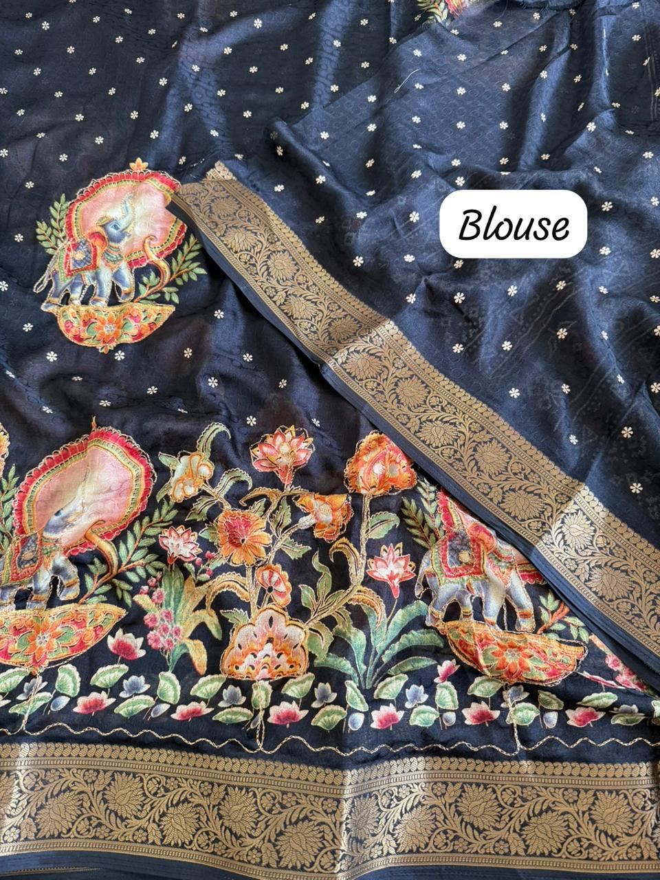 Pure Marsh Mellow silk saree with Unique printed Sarees