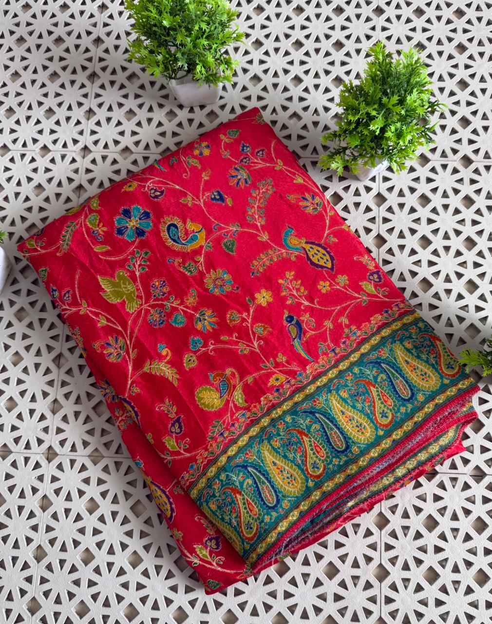 Pure Viscose Russain Silk Pashmina Position Printed saree
