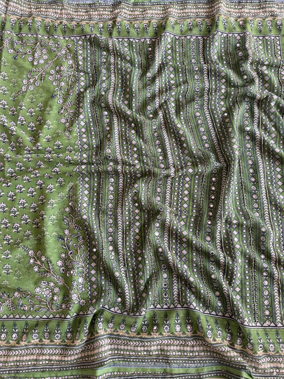 Soft Fox Georgette Beautiful katdana and real mirror work Blouse