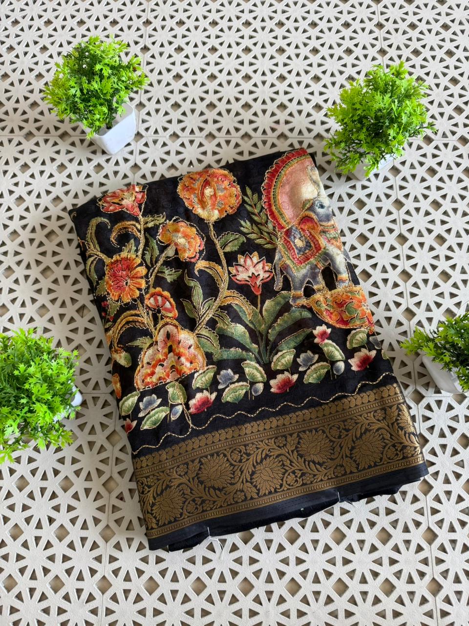 Pure Marsh Mellow silk saree with Unique printed Sarees