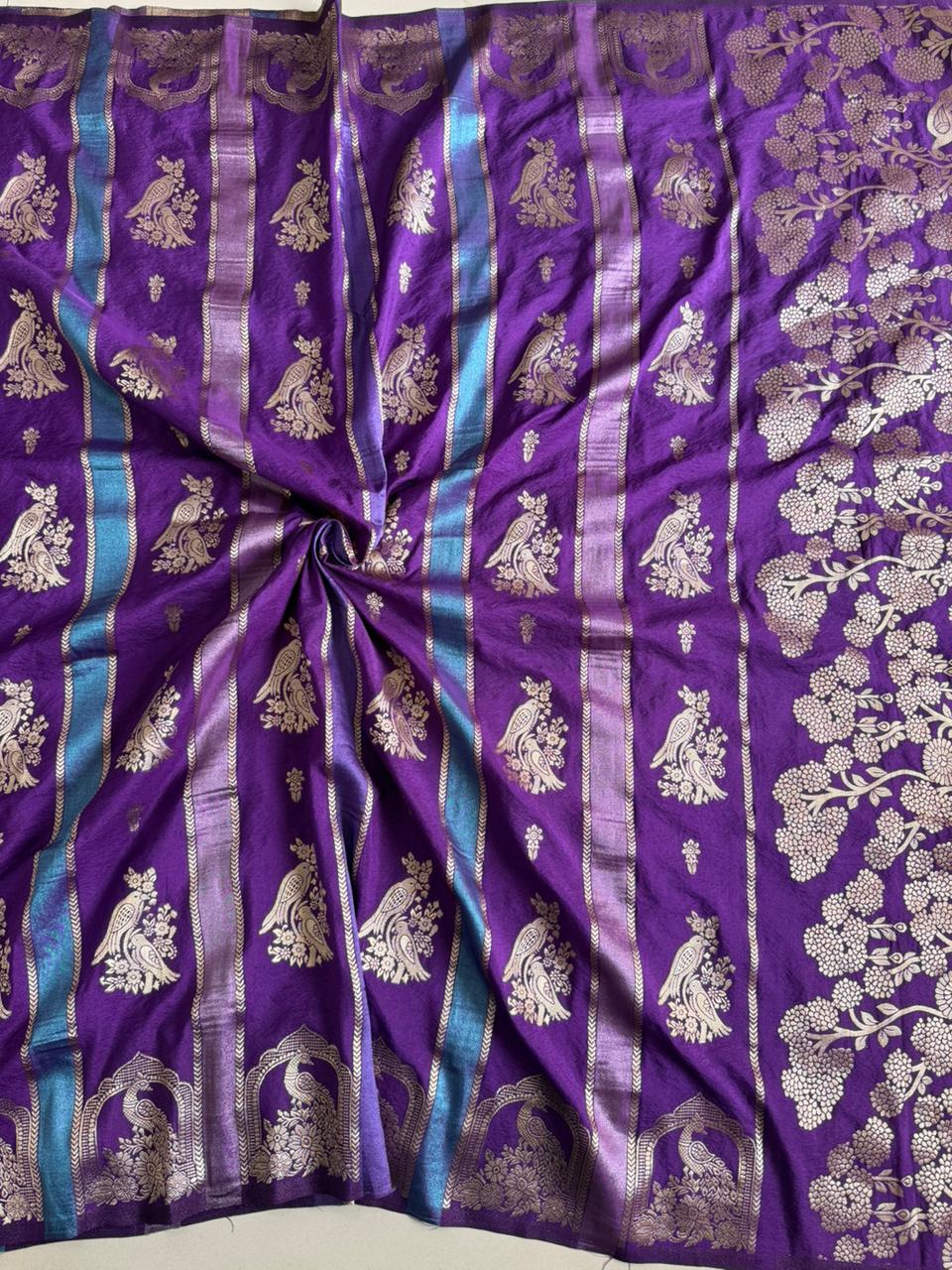 Rich khadi Crepe Multi Colour-tissue patta Paithani silk saree