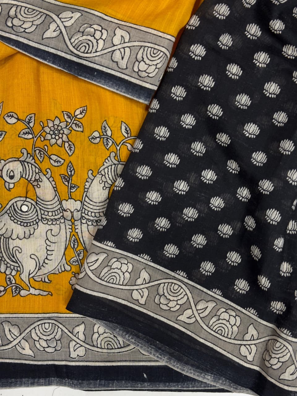 Beautiful Kalamkari printed pure linen saree