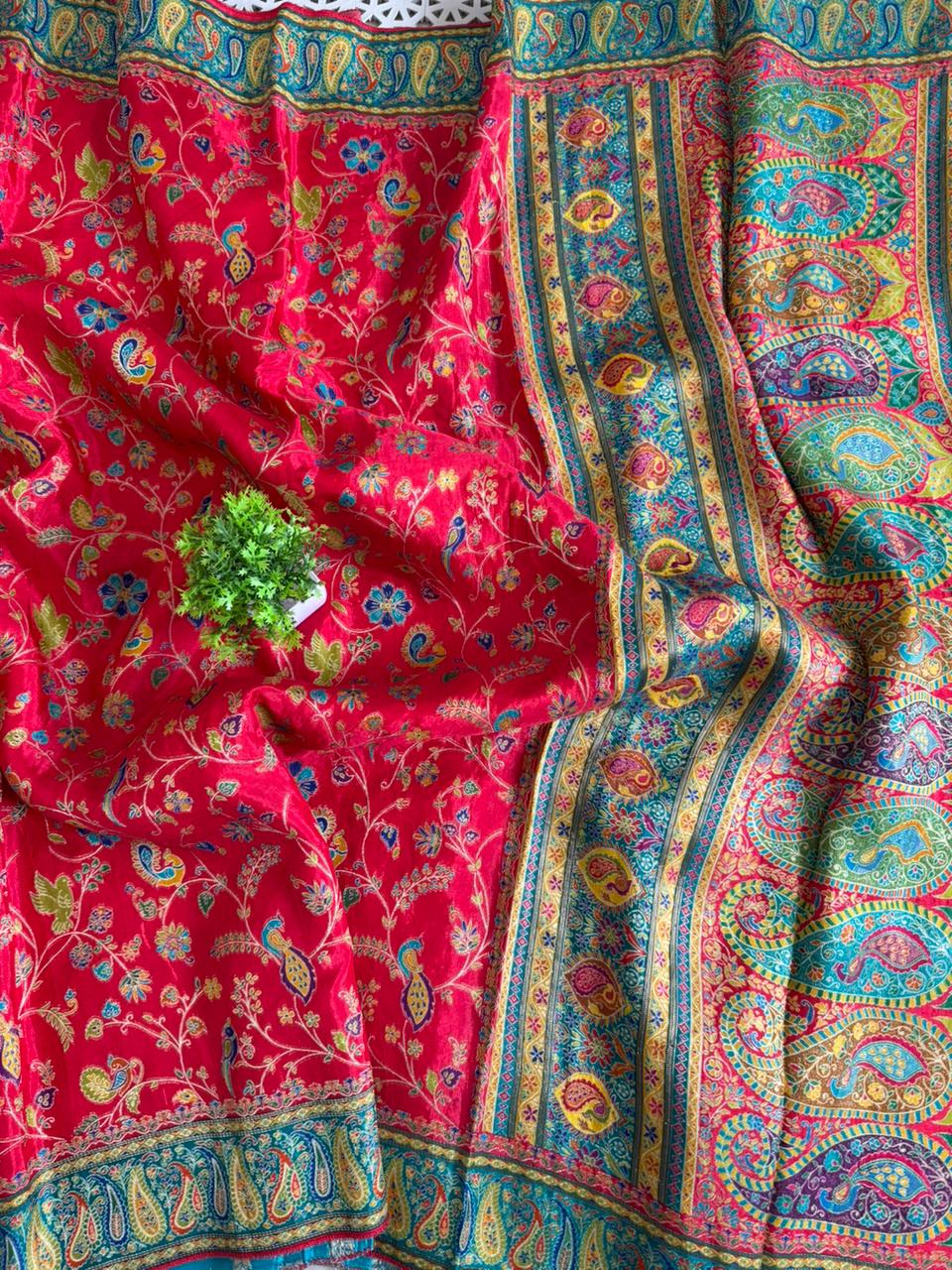 Pure Viscose Russain Silk Pashmina Position Printed saree