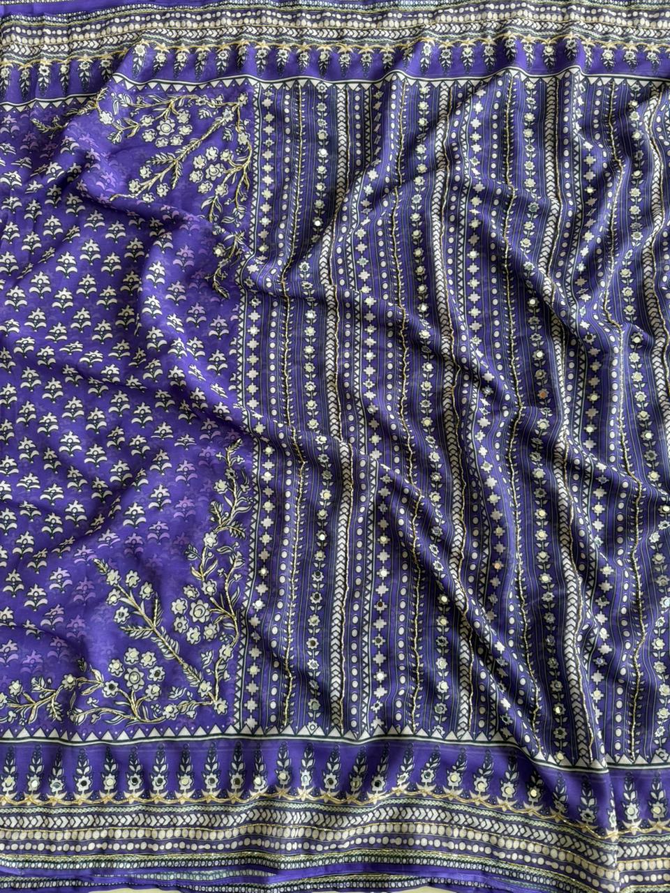 Soft Fox Georgette Beautiful katdana and real mirror work Blouse